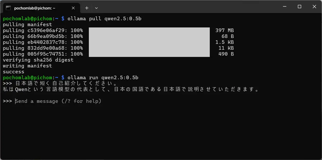 CLIで動作を確認した画像
